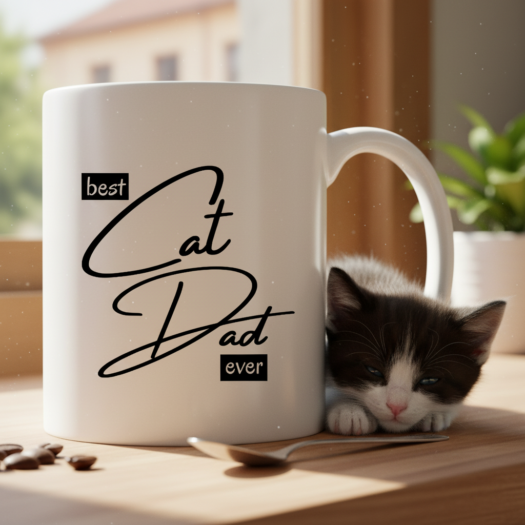 Best Cat Dad Ever 11oz White Ceramic Coffee Mug - white