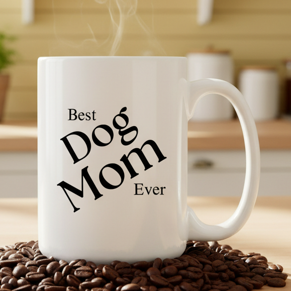 Best Dog Mom Ever 15oz White Ceramic Coffee Mug - white