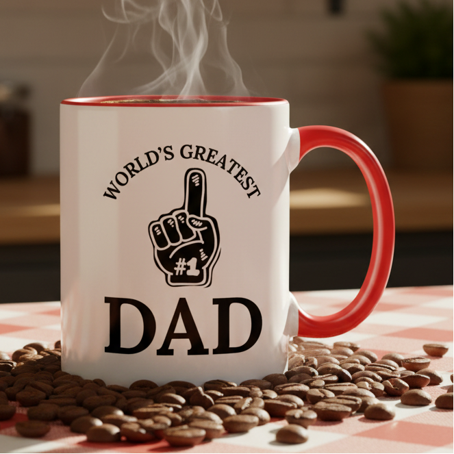World's Greatest Dad 11oz Contrast Coffee Mug - white/red