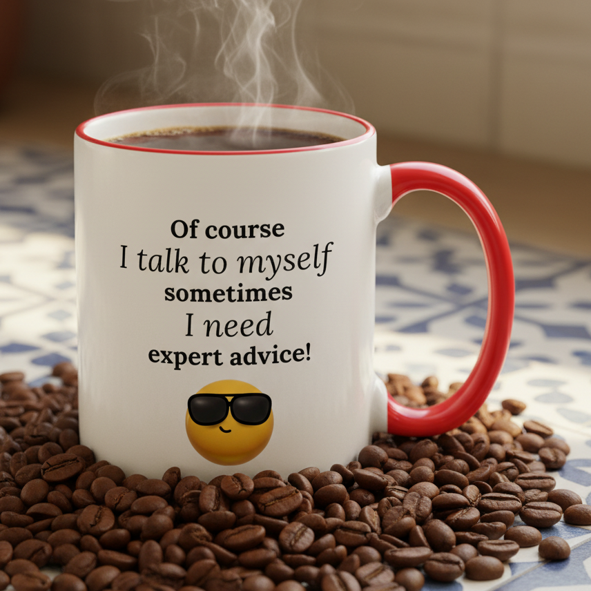 Of Course I Talk To Myself 11oz Contrast Coffee Mug - white/red