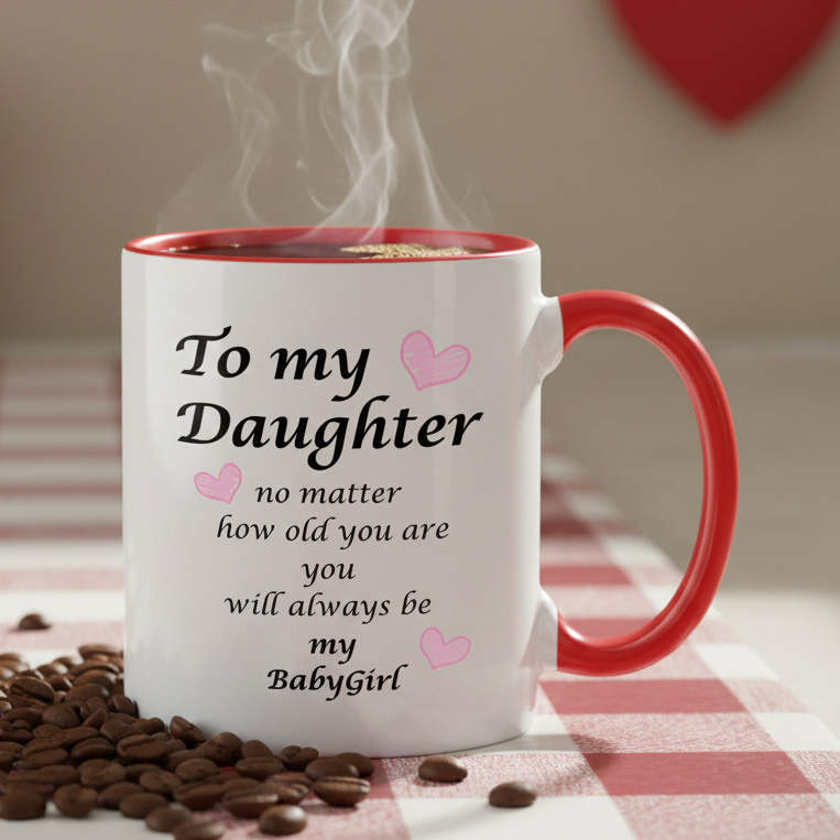 To My Daughter 11oz Contrast Coffee Mug - white/red