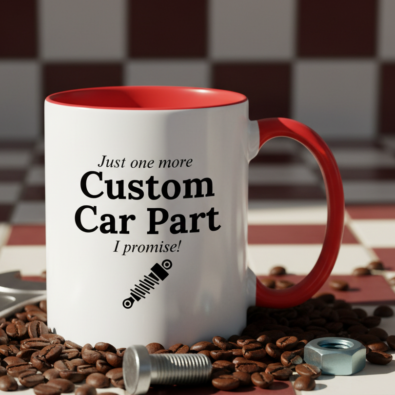 Just One More Custom Car Part I Promise! 11oz Contrast Coffee Mug - white/red