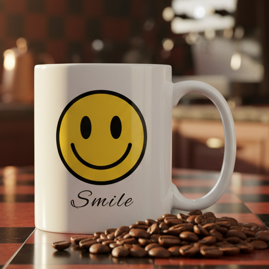 Happy Face - Smile 11oz White Ceramic Coffee Mug - white