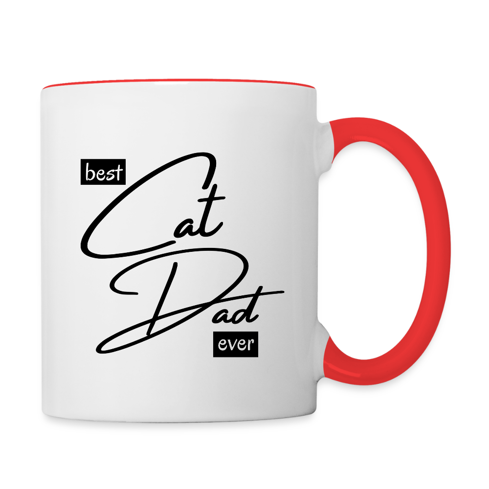Best Cat Dad Ever  11oz Contrast Coffee Mug - white/red