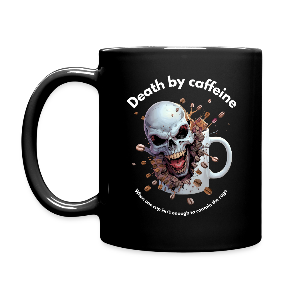 Death by caffeine   11oz Black Ceramic Coffee Mug - black