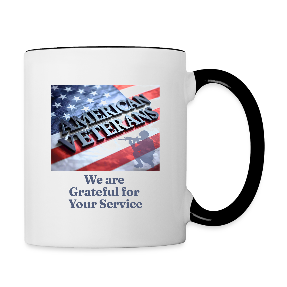 We Are Grateful For Our Veterans  11oz Contrast Coffee Mug - white/black
