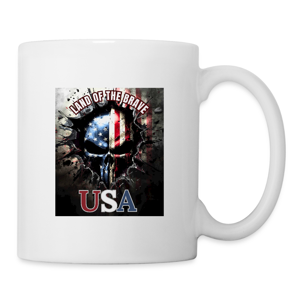 Land Of The Free USA  11oz White Ceramic Coffee Mug - white