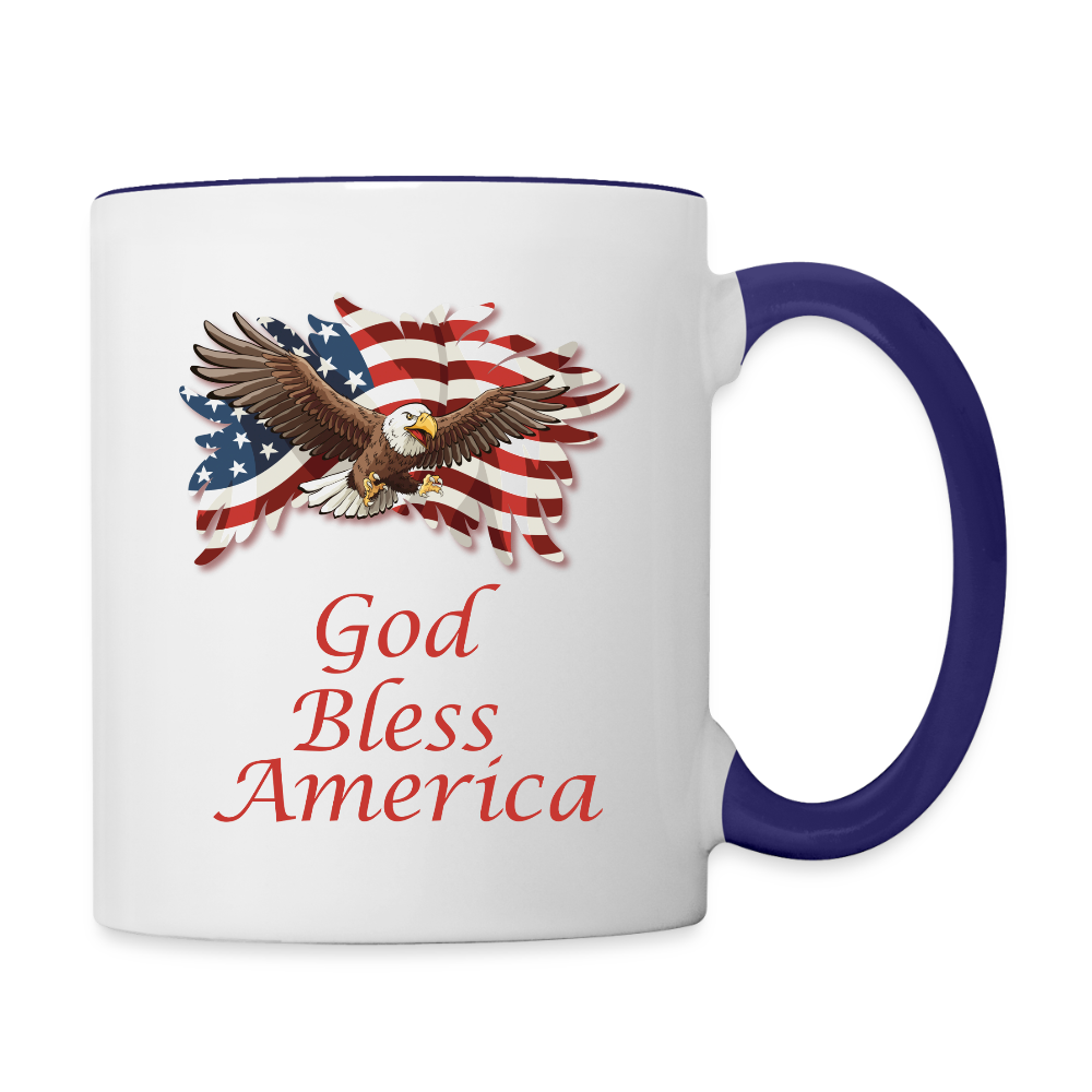God Bless America  11oz Contrast Coffee Mug - white/cobalt blue