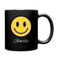 Happy Face - Smile  11oz Black Ceramic Coffee Mug - black