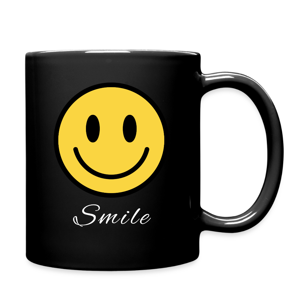 Happy Face - Smile  11oz Black Ceramic Coffee Mug - black