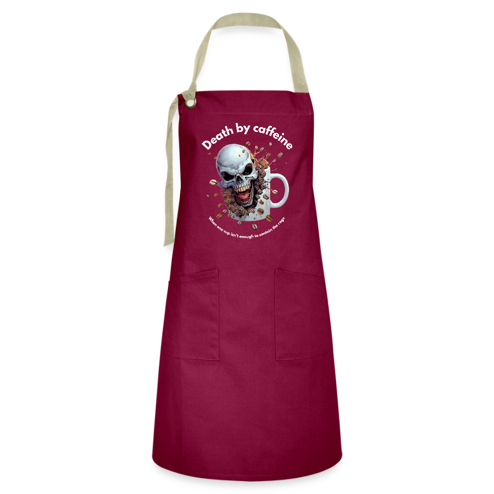 Death by caffeine - Artisan Apron - burgundy/khaki