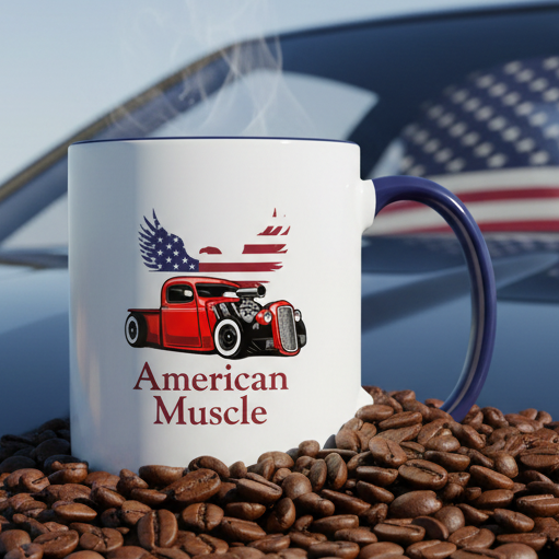 American Muscle  11oz Contrast Coffee Mug - white/cobalt blue