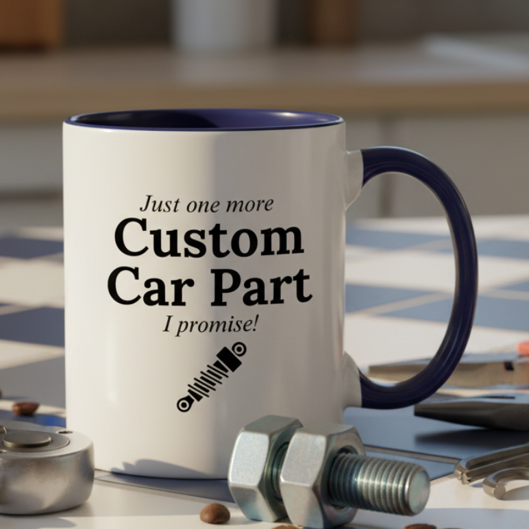 Just One More Custom Car Part I Promise!  11oz Contrast Coffee Mug - white/cobalt blue