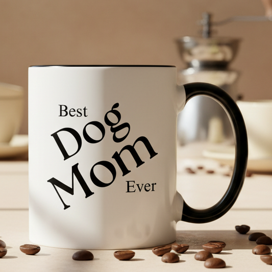 Best Dog Mom Ever  11oz Contrast Coffee Mug - white/black