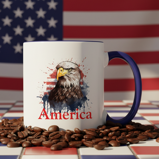 America  11oz Contrast Coffee Mug - white/cobalt blue