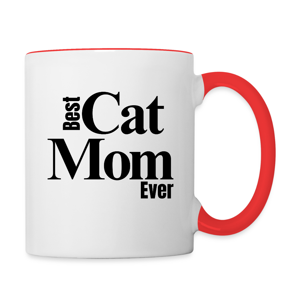 Best Cat Mom Ever  11oz Contrast Coffee Mug - white/red