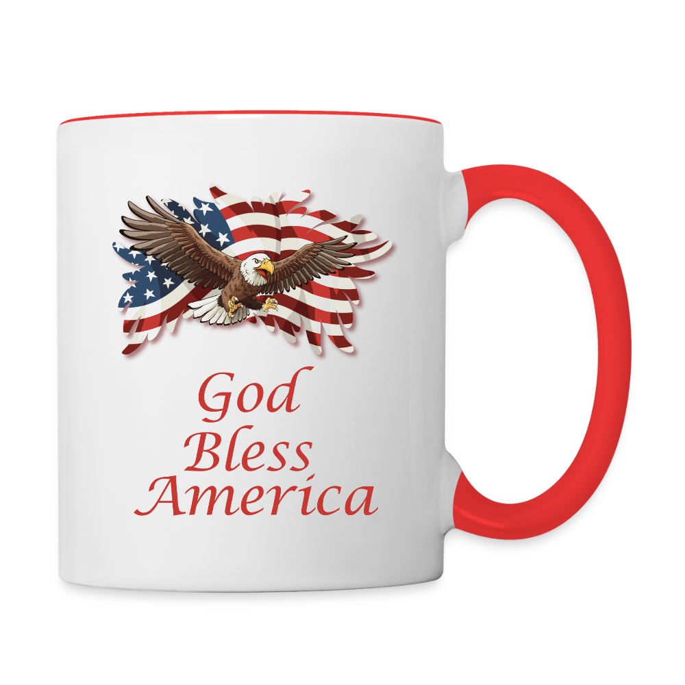 God Bless America  11oz Contrast Coffee Mug - white/red
