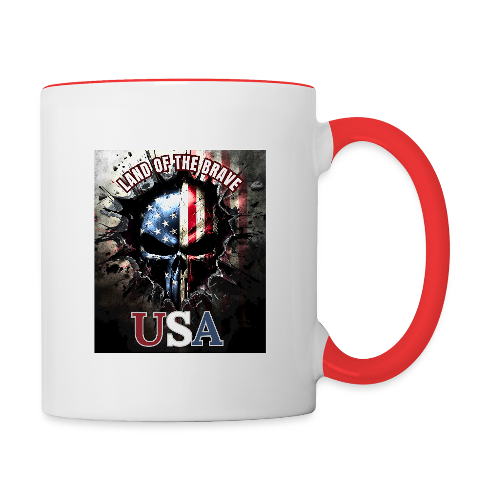 Land Of The Free USA  11oz Contrast Coffee Mug - white/red