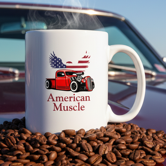 American Muscle  15oz White Ceramic Coffee Mug - white