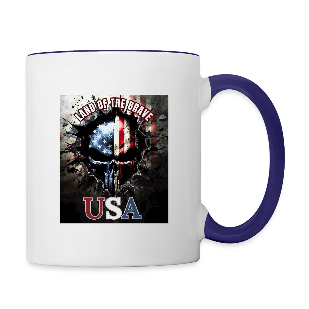 Land Of The Free USA  11oz Contrast Coffee Mug - white/cobalt blue