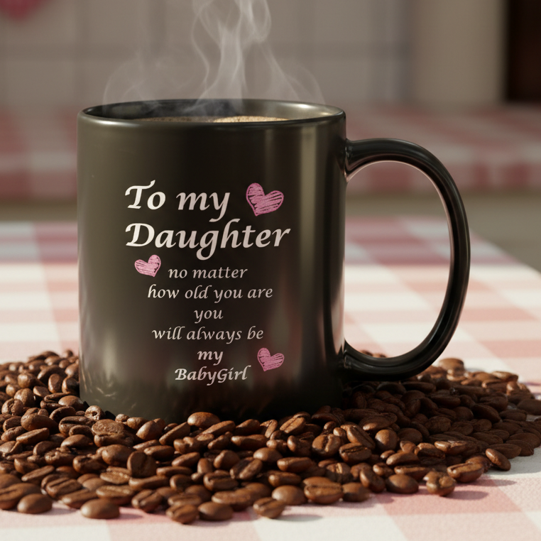 To My Daughter  11oz Black Ceramic Coffee Mug - black