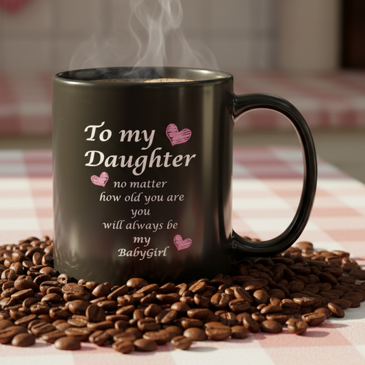 To My Daughter  11oz Black Ceramic Coffee Mug - black
