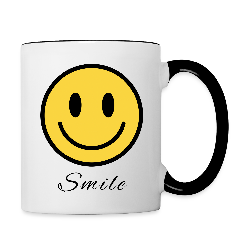 Happy Face - Smile  11oz Contrast Coffee Mug - white/black