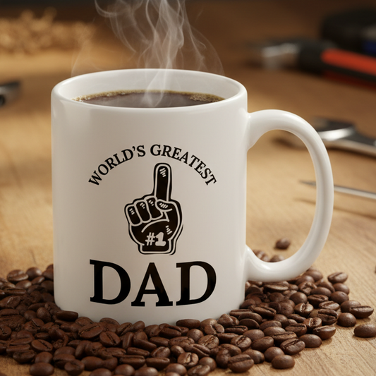 World's Greatest Dad  11oz White Ceramic Coffee Mug - white