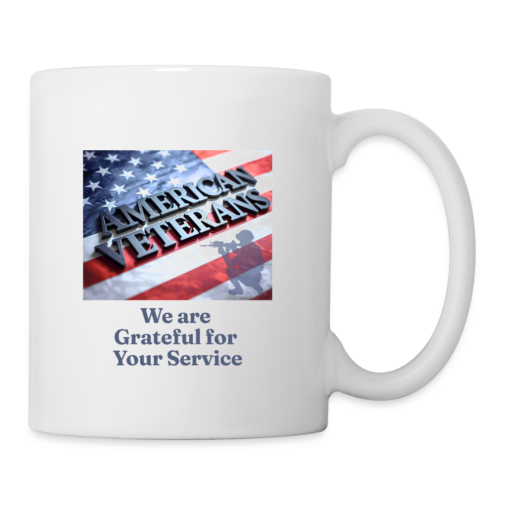 We Are Grateful For Our Veterans  11oz White Ceramic Coffee Mug - white