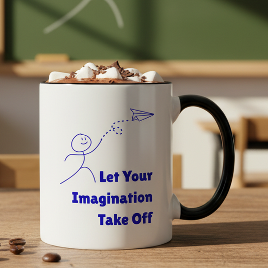 Let Your Imagination Take Off  11oz Contrast Coffee Mug - white/black