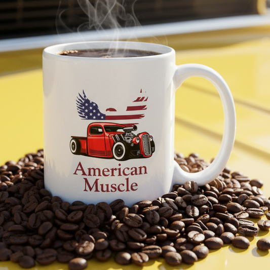 American Muscle  11oz White Ceramic Coffee Mug - white