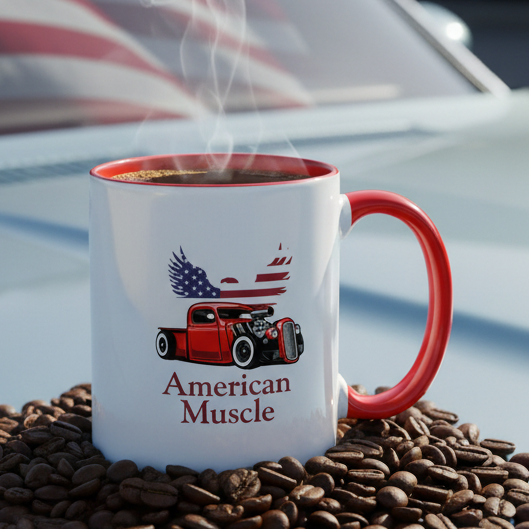 American Muscle  11oz Contrast Coffee Mug - white/red