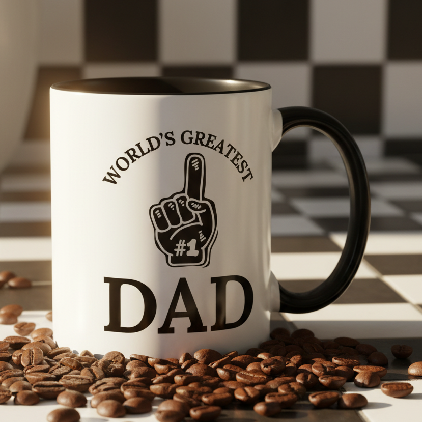 World's Greatest Dad  11oz Contrast Coffee Mug - white/black
