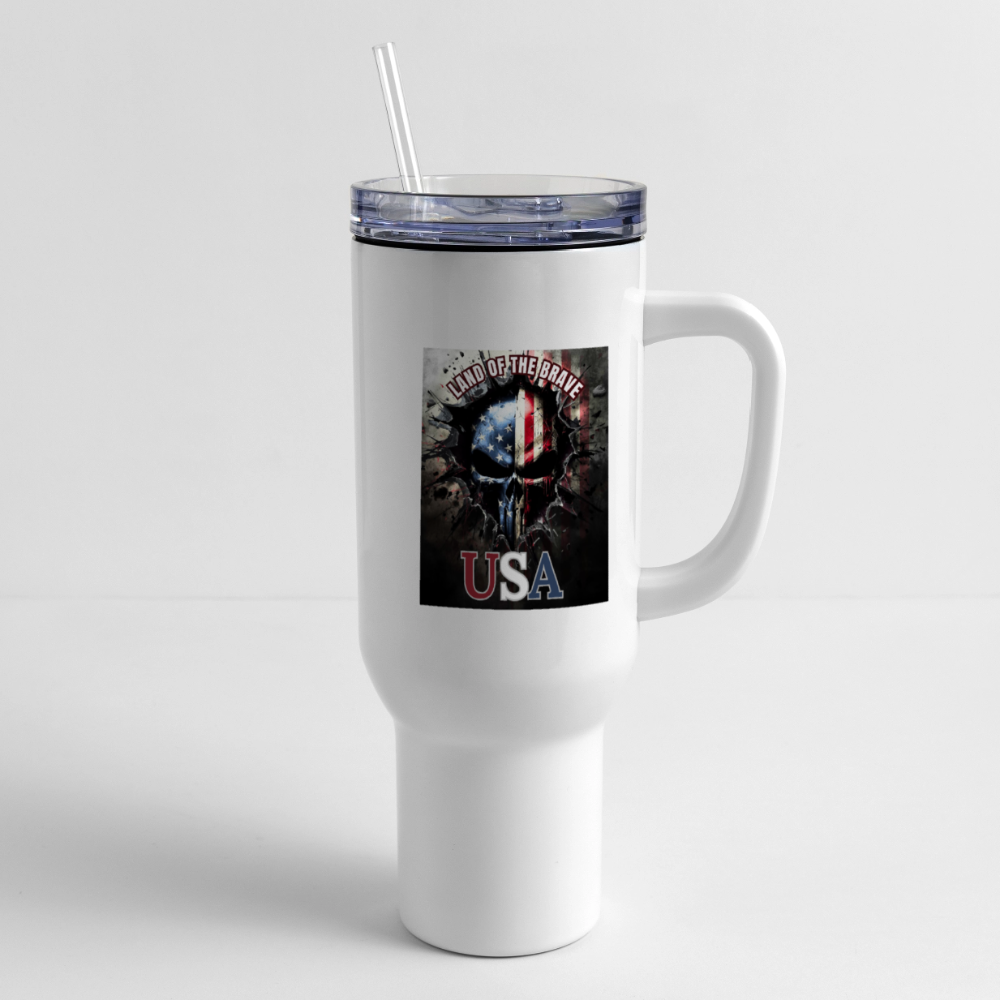 Land Of The Brave USA  40 oz Travel Tumbler - white