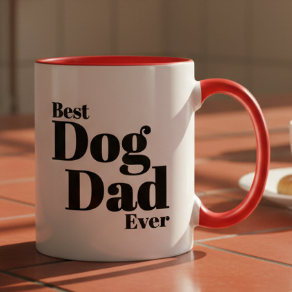 Best Dog Dad Ever  11oz Contrast Coffee Mug - white/red