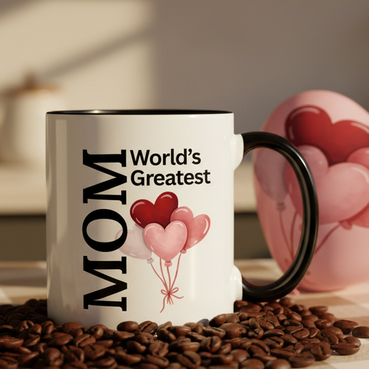 World's Greatest Mom  11oz Contrast Coffee Mug - white/black