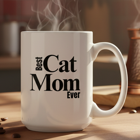 Best Cat Mom Ever  15oz White Ceramic Coffee Mug - white