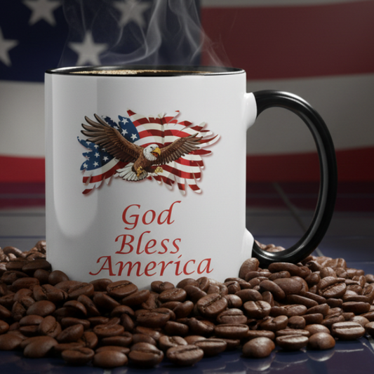 God Bless America  11oz Contrast Coffee Mug - white/black