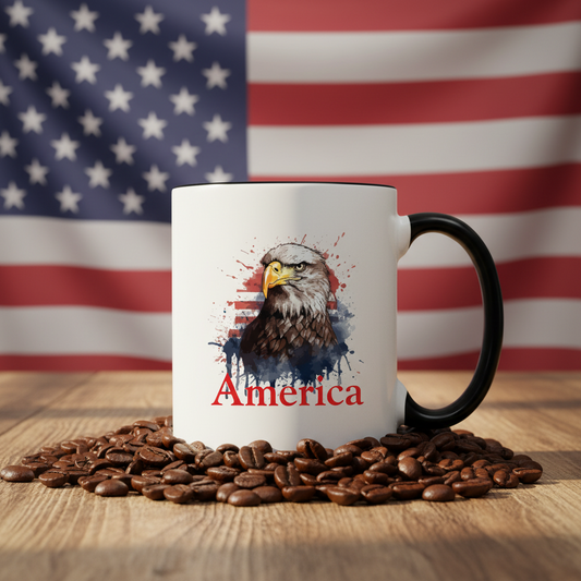 America  11oz Contrast Coffee Mug - white/black