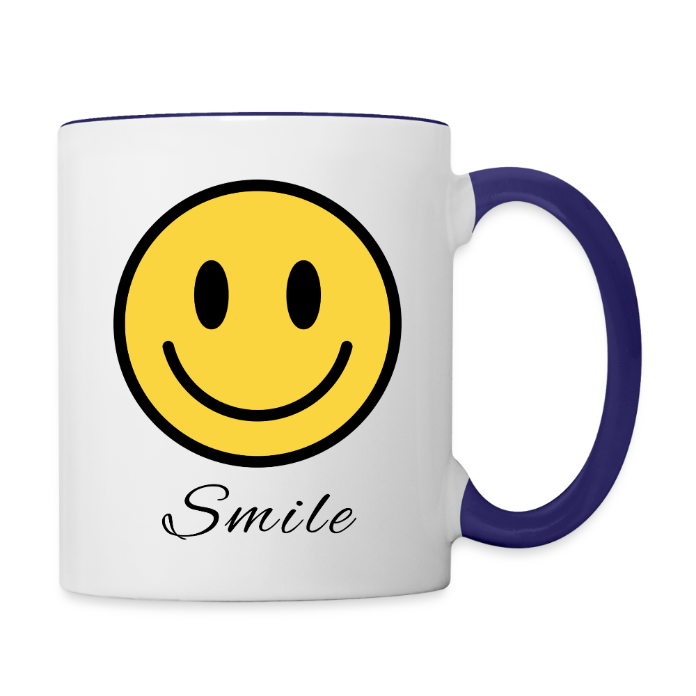 Happy Face - Smile  11oz Contrast Coffee Mug - white/cobalt blue