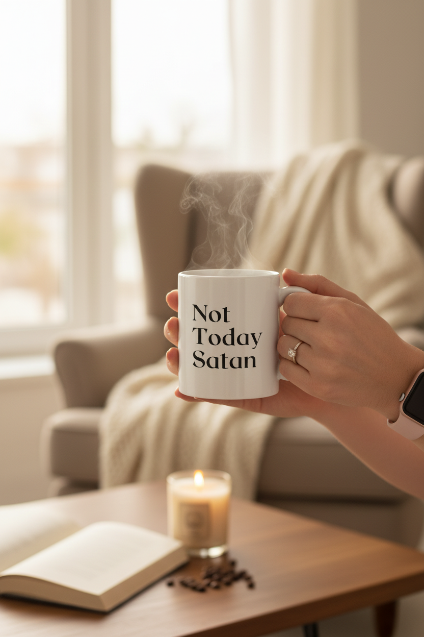 Not Today Satan  11oz White Ceramic Coffee Mug - white