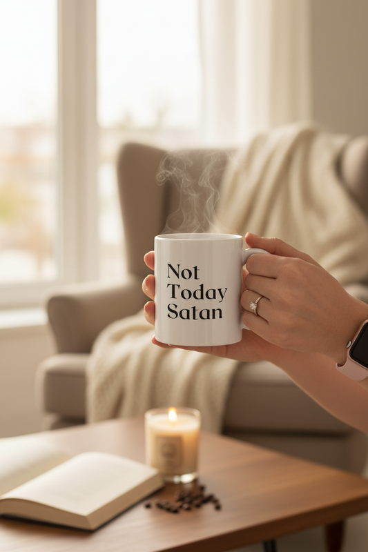 Not Today Satan  11oz White Ceramic Coffee Mug - white