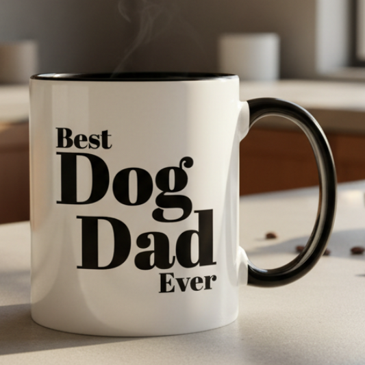 Best Dog Dad Ever  11oz Contrast Coffee Mug - white/black