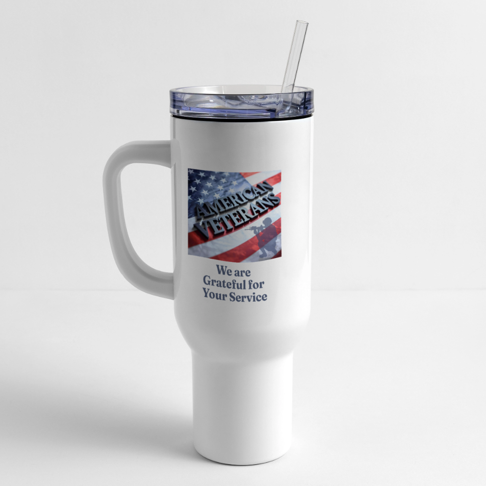 We Are Grateful For Our Veterans  40 oz Travel Tumbler - white