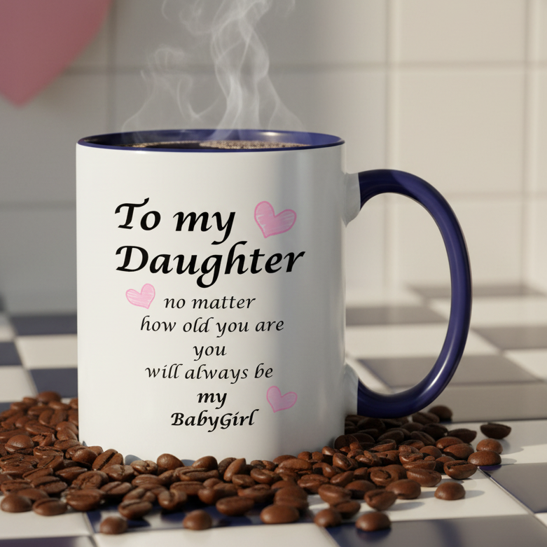 To My Daughter  11oz Contrast Coffee Mug - white/cobalt blue
