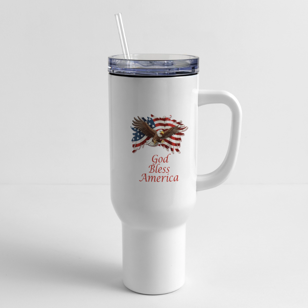 God Bless America  40 oz Travel Tumbler - white