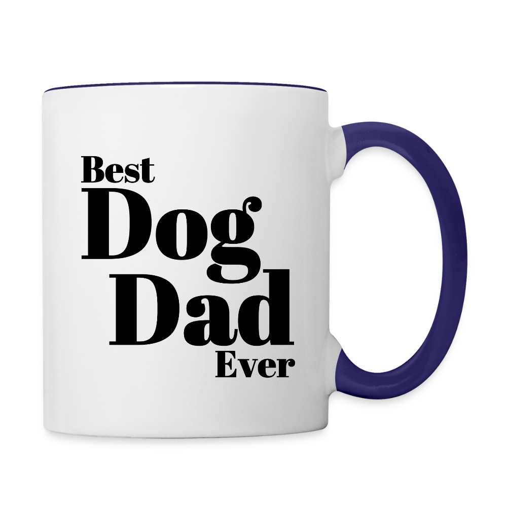 Best Dog Dad Ever  11oz Contrast Coffee Mug - white/cobalt blue