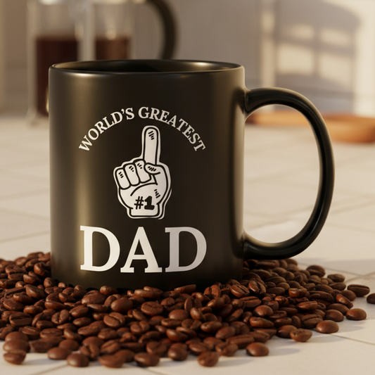 World's Greatest Dad  11oz Black Ceramic Coffee Mug - black