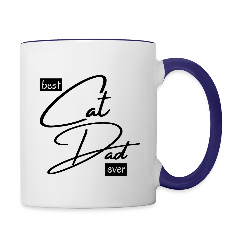 Best Cat Dad Ever  11oz Contrast Coffee Mug - white/cobalt blue