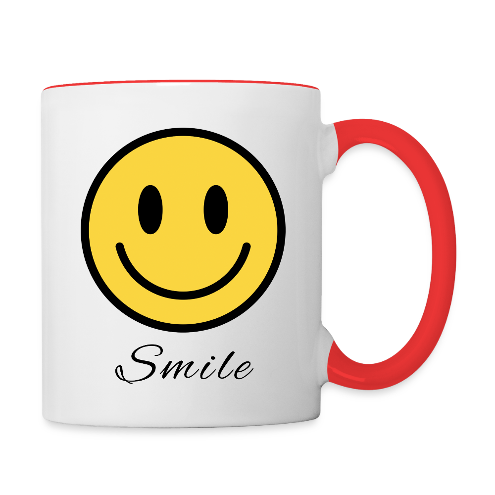 Happy Face - Smile  11oz Contrast Coffee Mug - white/red